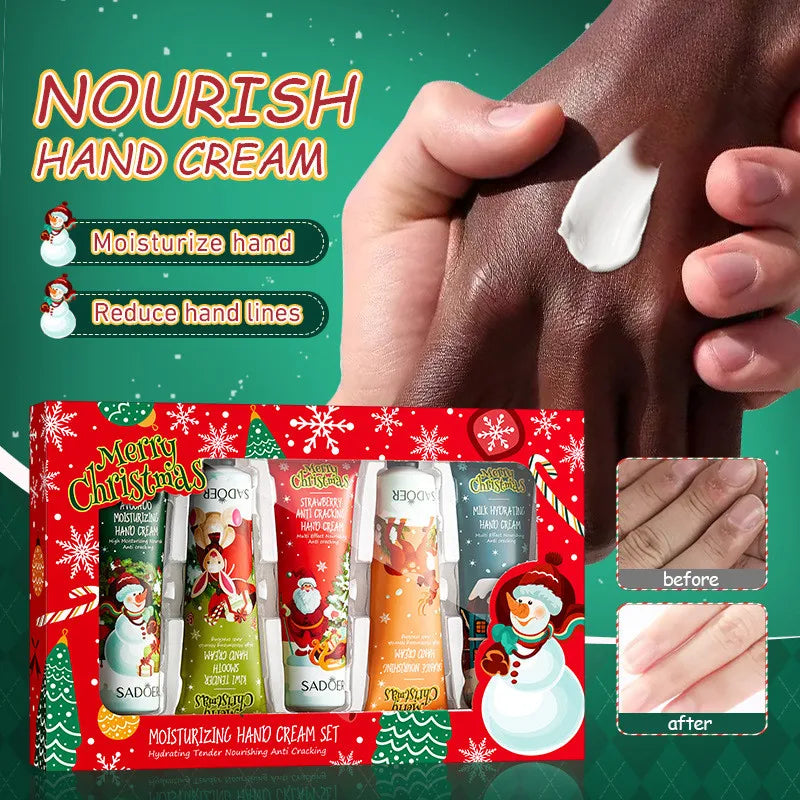 Kit 5 Cremes de Mãos SADOER Hidratante Anti-Rachaduras – Presente Natal Caixa Oferta Nutritivo