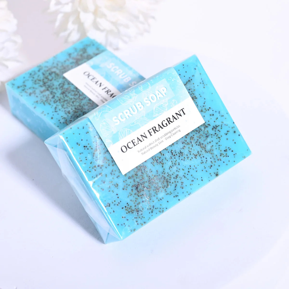 Sabonete Artesanal Sal Marinho 100g – Remove Acne Limpeza Profunda Partículas Noz Hidratante Clareador Glicerina