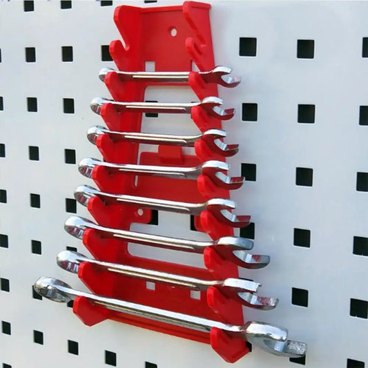 Organizador de Ferramentas Vermelho – Suporte para Chaves e Chaves de Boca | Porta-Ferramentas de Parede | Bandeja de Armazenamento para Soquetes | Organizador de Ferramentas em Plástico