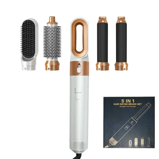 Secador Cabelo 5 em 1 Profissional 1000W - Modelador Alisador Caracóis Escova Rotativa Salão Casa