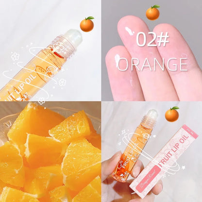Óleo Labial Roller Hidratante 8ml - Gloss Nutritivo Transparente Abacate Frutas Cuidado Labial
