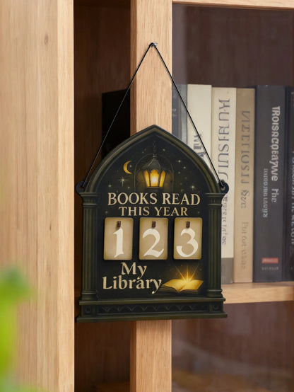 Contador de Livros Lidos Decoração de Parede | Design Gótico Lua para Biblioteca e Leitores