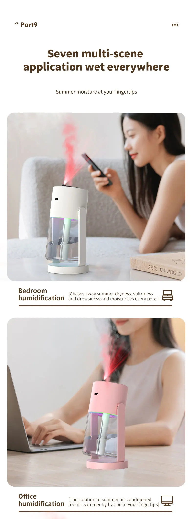 Difusor Aromas 150ml Efeito Chama - Humidificador Ultrassónico Comando Distância Desligamento Automático