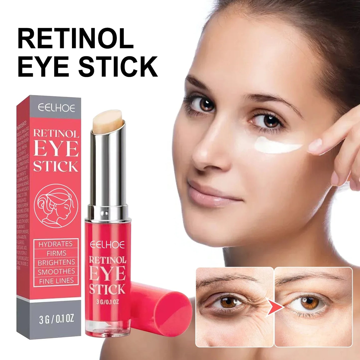 Creme Olhos Retinol Anti-Rugas – Firmeza Lifting Olheiras Bolsas Hidratante Clareador Iluminador
