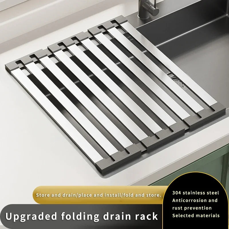 Escorredor Inox Retrátil Lava-Loiça 42x32,5cm – Cesto Organização Pratos e Pauzinhos | Inox 304