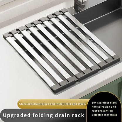 Escorredor Inox Retrátil Lava-Loiça 42x32,5cm – Cesto Organização Pratos e Pauzinhos | Inox 304