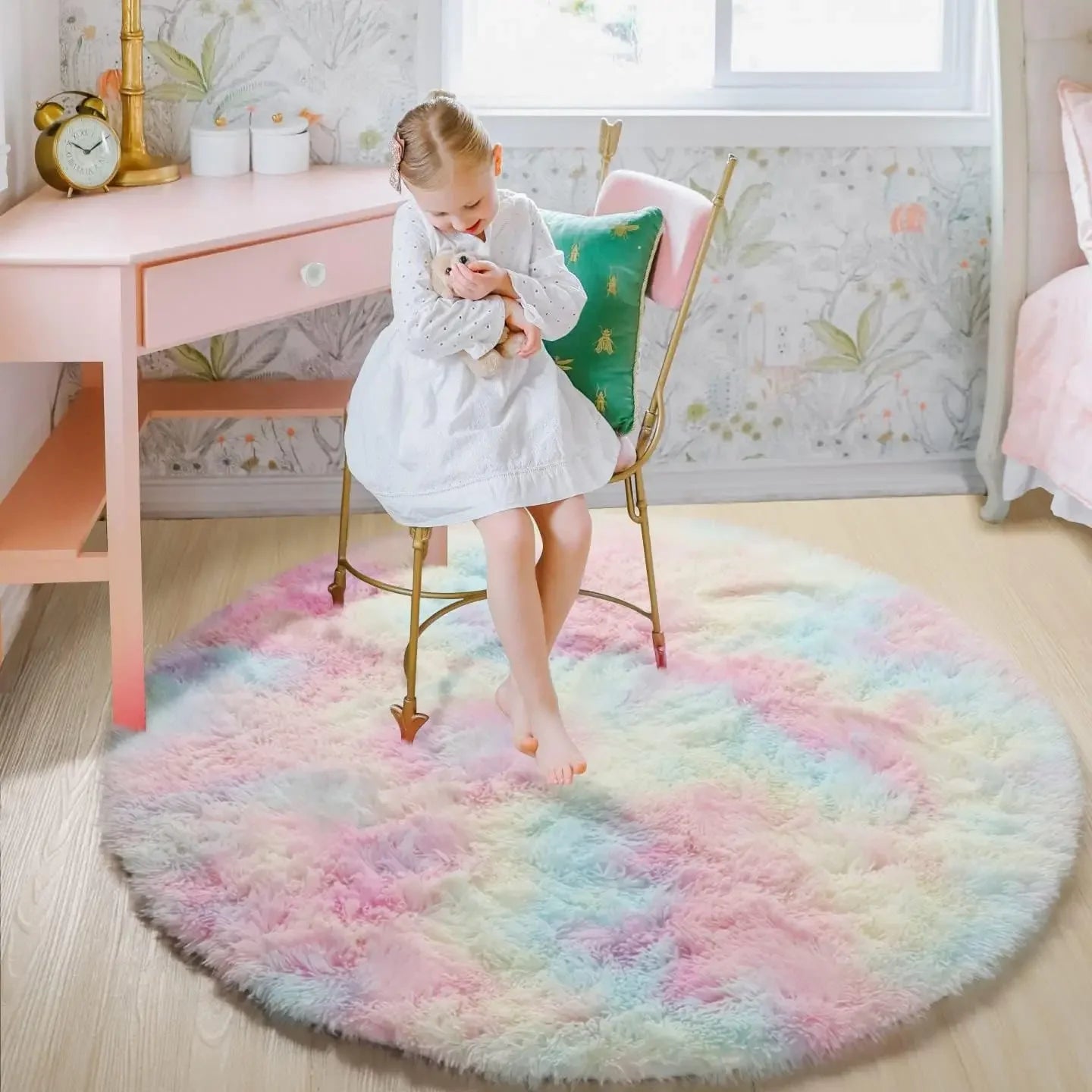 Tapete Redondo Peludo Ultra Macio - Pelo Alto 4,5cm Antiderrapante Sala Quarto