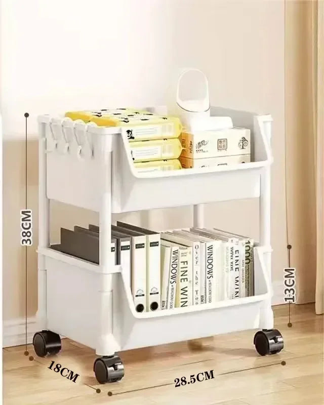 Prateleira Móvel Premium 4 Níveis com Rodas Organizador Versátil Cozinha Casa Banho Escritório Arrumação
