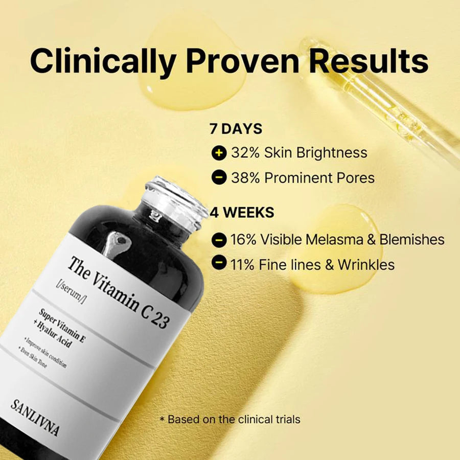 Sérum Vitamina C Pura 23% com Vitamina E e Ácido Hialurônico 20g - Ilumina Hidrata Uniformiza Tom