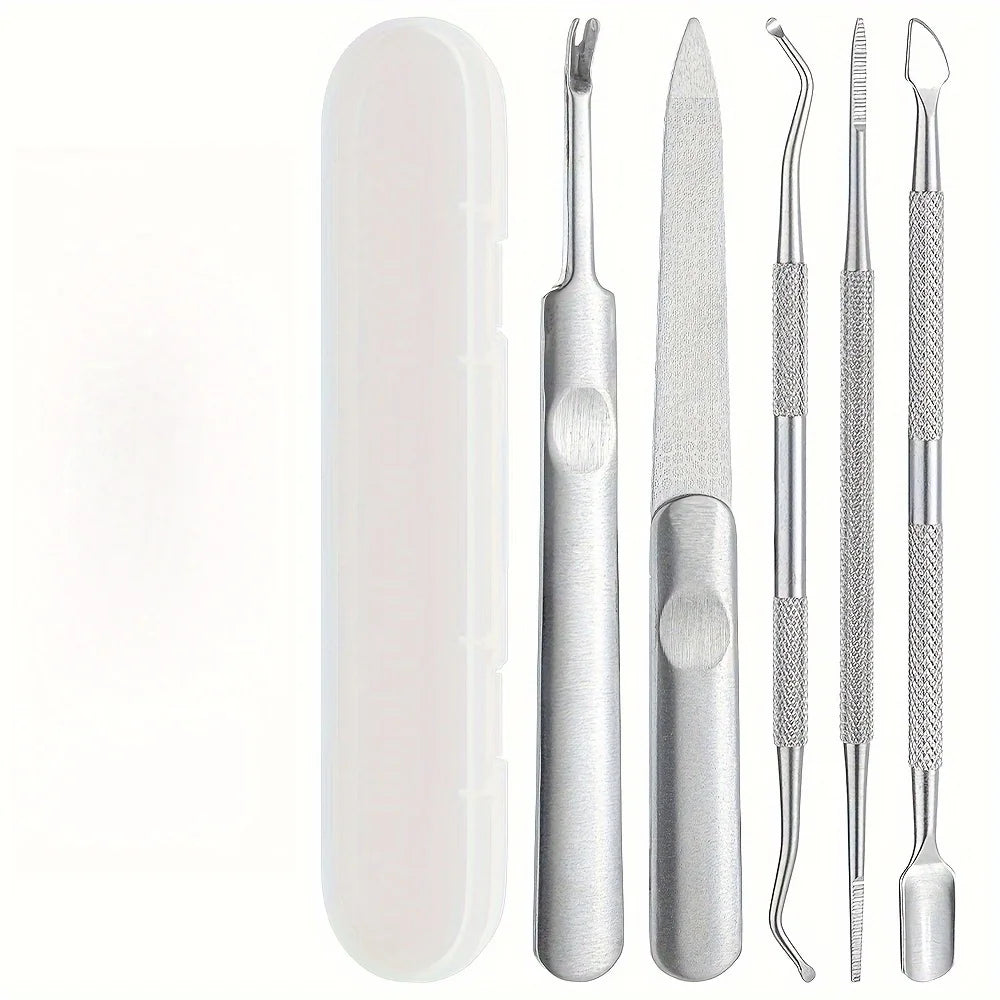 Kit Manicure e Pedicure Aço Inoxidável Profissional - Ferramentas Completas para Cuidado de Unhas