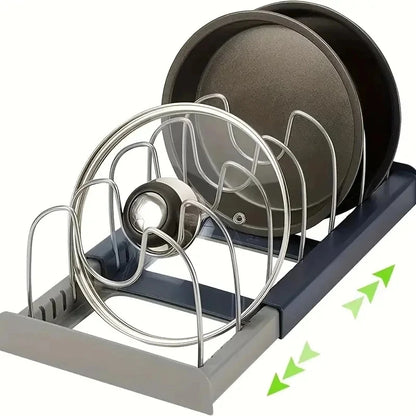 Rack Extensível Inox Cozinha – Organizador Panelas Tampas e Tábuas