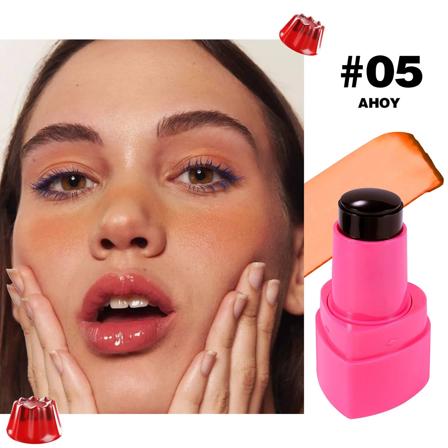 Blush Stick 2 em 1 Handaiyan | Tint Jelly para Lábios e Maçãs do Rosto