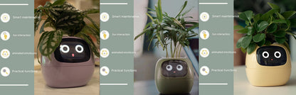 Vaso Inteligente com Expressões e Sensores – Mais de 49 Expressões, 7 Sensores Inteligentes e Chip de IA, Tornando o Cultivo de Plantas Mais Fácil e Divertido