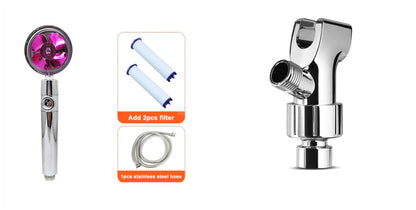 Ducha 360° Rotativo – Economia de Água, Alta Pressão, Turbo com Mini Ventoinha, ABS Premium