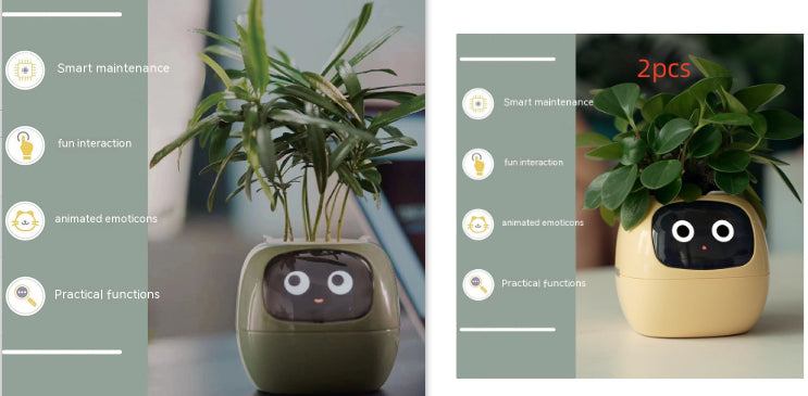 Vaso Inteligente com Expressões e Sensores – Mais de 49 Expressões, 7 Sensores Inteligentes e Chip de IA, Tornando o Cultivo de Plantas Mais Fácil e Divertido