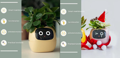 Vaso Inteligente com Expressões e Sensores – Mais de 49 Expressões, 7 Sensores Inteligentes e Chip de IA, Tornando o Cultivo de Plantas Mais Fácil e Divertido