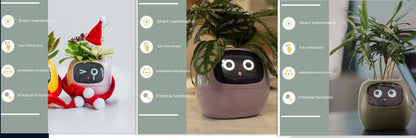 Vaso Inteligente com Expressões e Sensores – Mais de 49 Expressões, 7 Sensores Inteligentes e Chip de IA, Tornando o Cultivo de Plantas Mais Fácil e Divertido