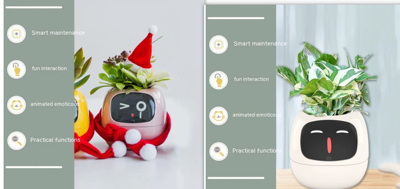 Vaso Inteligente com Expressões e Sensores – Mais de 49 Expressões, 7 Sensores Inteligentes e Chip de IA, Tornando o Cultivo de Plantas Mais Fácil e Divertido