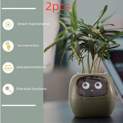 Vaso Inteligente com Expressões e Sensores – Mais de 49 Expressões, 7 Sensores Inteligentes e Chip de IA, Tornando o Cultivo de Plantas Mais Fácil e Divertido