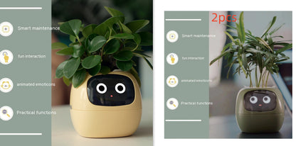 Vaso Inteligente com Expressões e Sensores – Mais de 49 Expressões, 7 Sensores Inteligentes e Chip de IA, Tornando o Cultivo de Plantas Mais Fácil e Divertido