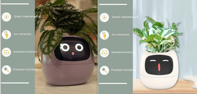 Vaso Inteligente com Expressões e Sensores – Mais de 49 Expressões, 7 Sensores Inteligentes e Chip de IA, Tornando o Cultivo de Plantas Mais Fácil e Divertido