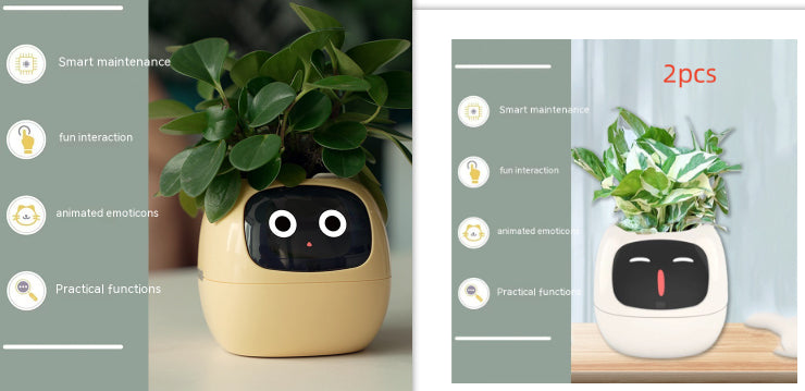 Vaso Inteligente com Expressões e Sensores – Mais de 49 Expressões, 7 Sensores Inteligentes e Chip de IA, Tornando o Cultivo de Plantas Mais Fácil e Divertido
