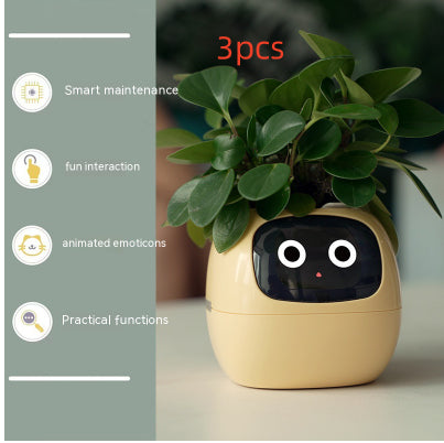 Vaso Inteligente com Expressões e Sensores – Mais de 49 Expressões, 7 Sensores Inteligentes e Chip de IA, Tornando o Cultivo de Plantas Mais Fácil e Divertido