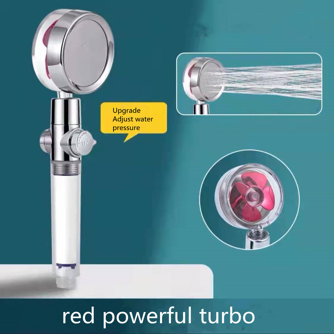 Ducha 360° Rotativo – Economia de Água, Alta Pressão, Turbo com Mini Ventoinha, ABS Premium