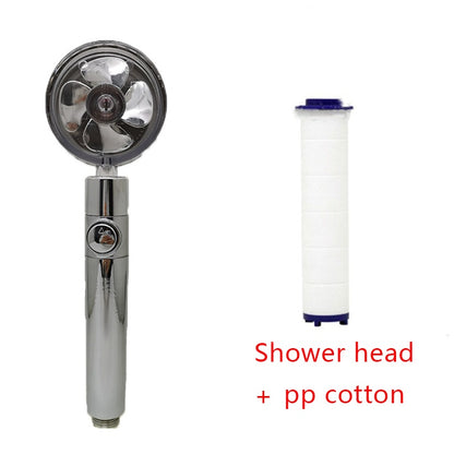Ducha 360° Rotativo – Economia de Água, Alta Pressão, Turbo com Mini Ventoinha, ABS Premium