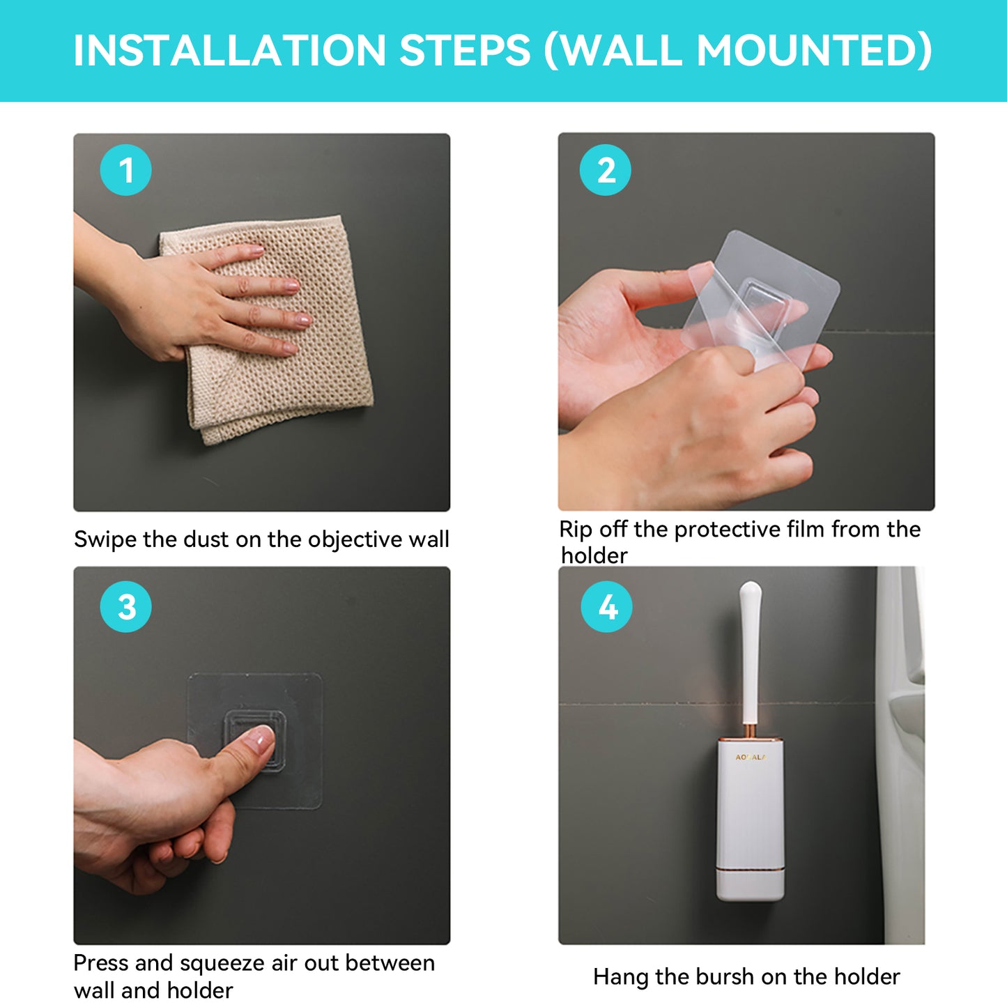 Escova Sanitária Aokala com Suporte | Design Elegante e Ergonómico para Casa de Banho