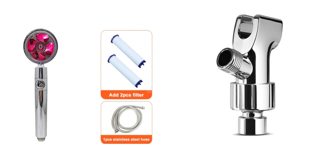 Ducha 360° Rotativo – Economia de Água, Alta Pressão, Turbo com Mini Ventoinha, ABS Premium