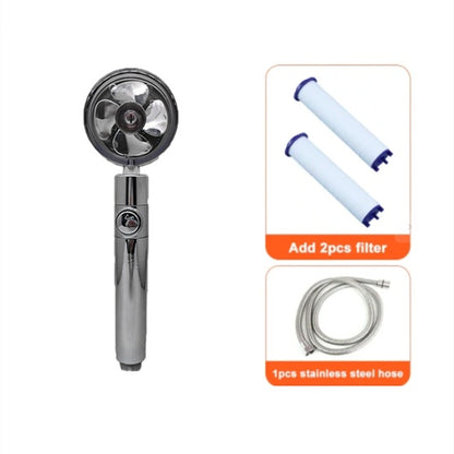 Ducha 360° Rotativo – Economia de Água, Alta Pressão, Turbo com Mini Ventoinha, ABS Premium